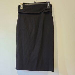 Gucci Black Wool Belt Detail Pencil Skirt Size IT 36